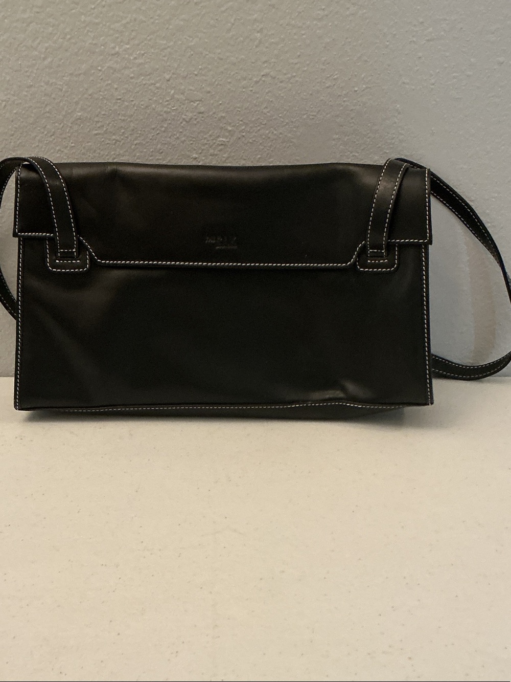 The Sak Black Shoulder Bag with White Contrast Stitching